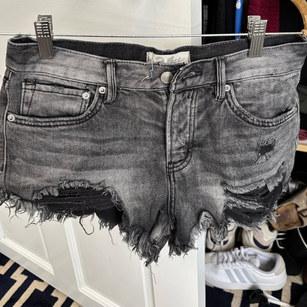 We The Free Black and Gray Jean Shorts